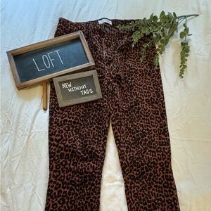 NWOT + LOFT + Brown and Black Cheetah Print Corduroy Pants